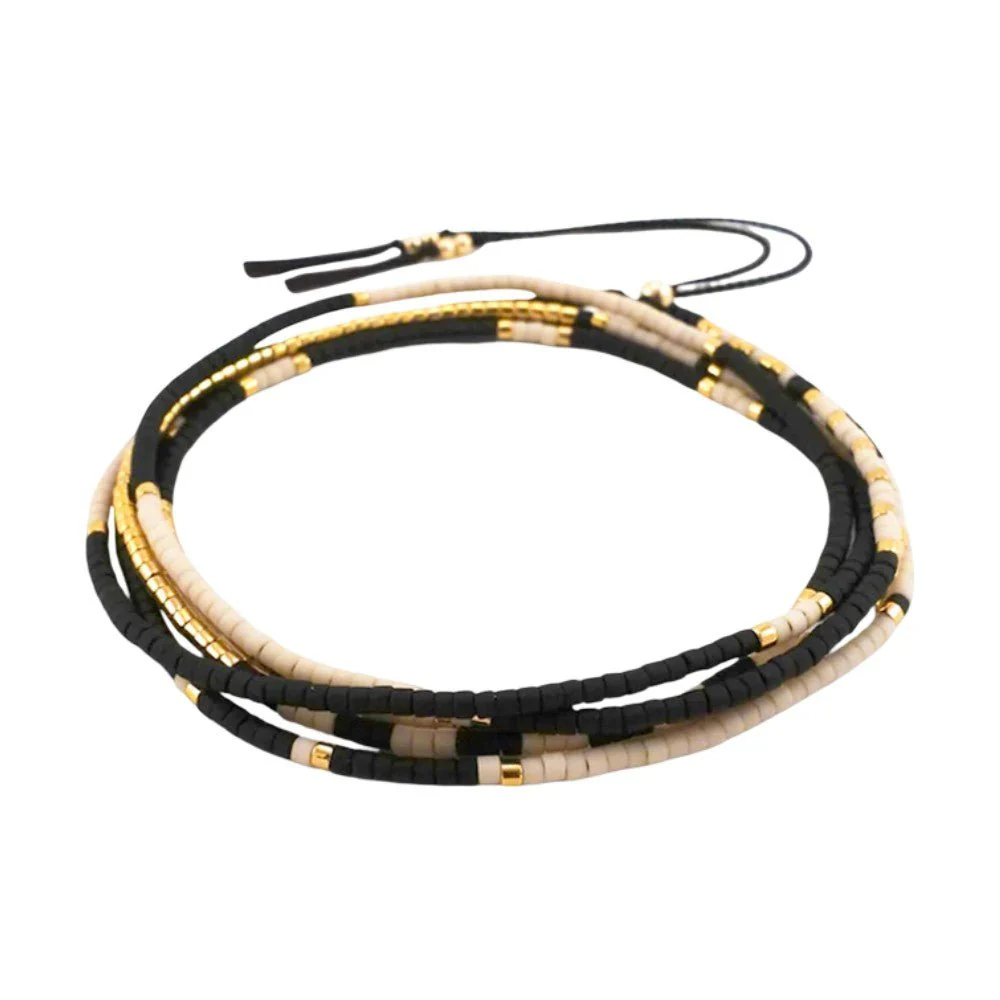 Bracelet multi-rangs en perles Miyuki, cordon ajustable, doré 18 carats, motif géométrique élégant, modèle Kidie