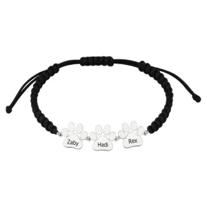 Bracelet patte personnalisée, en nylon et acier inoxydable, mixte, modèle Médor 3 pattes