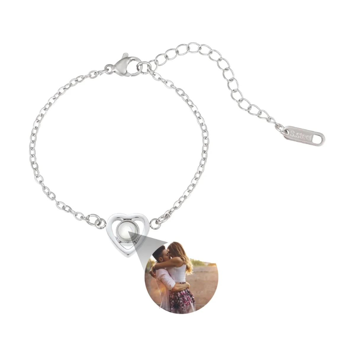 Bracelet photo personnalisé en acier inoxydable, cœur, modèle Dayana – Image 9
