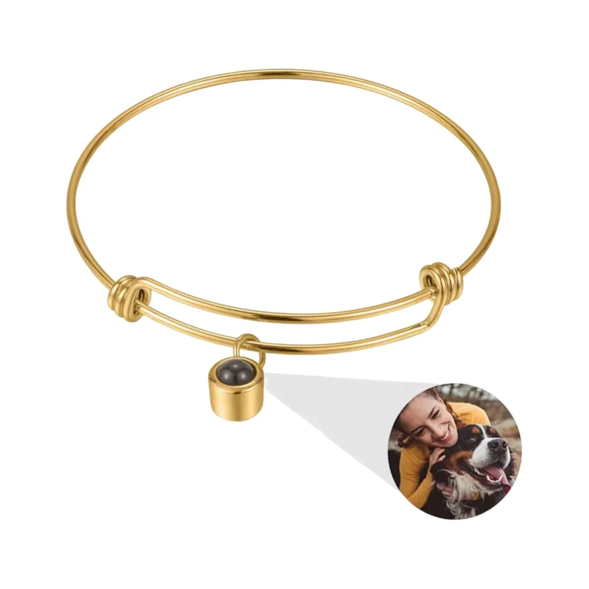 Bracelet photo personnalisé en acier inoxydable, jonc ajustable, modèle Gisela – Image 5