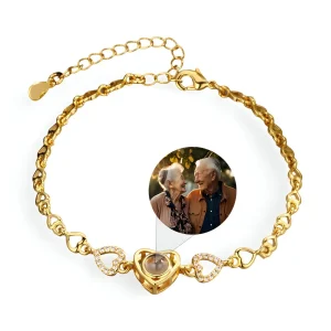 Bracelet photo personnalisé en argent sterling, multiples cœurs, modèle Raiza