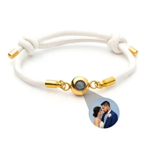 Bracelet photo personnalisé, en cuir et acier inoxydable, modèle Lucho