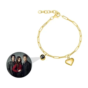 Bracelet photo personnalisé en titane, charm cœur, modèle Claudia