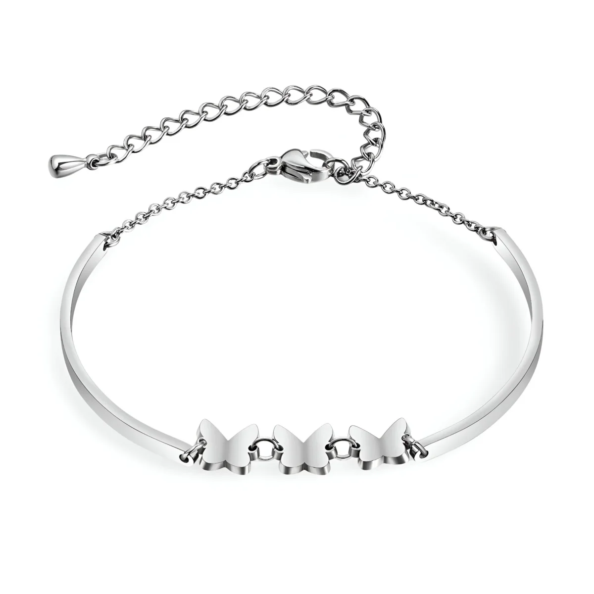 Bracelet pour femme, papillons s'envolant, en acier inoxydable, modèle Annie