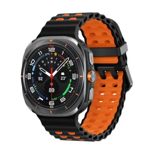 Bracelet pour Samsung Watch Ultra 47mm silicone perforé, étanche et résistant, design bicolore, modèle Eriko