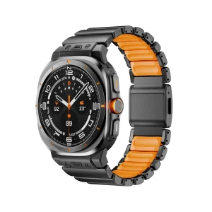 Bracelet Samsung Watch Ultra en titane grade 4, maillons robustes et intérieur en silicone FKM, fixation magnétique fiable, modèle Landro
