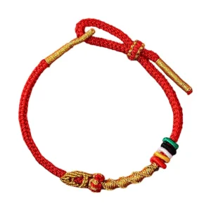 Bracelet style serpent, porte-bonheur, en fil rouge ciré, apporte richesse et confiance, modèle Tirzu