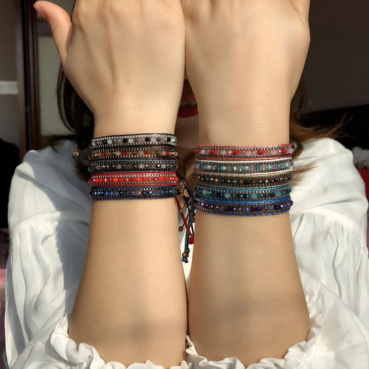 Bracelet tressé, perles de riz intégrées, modèle Idalia – Image 6