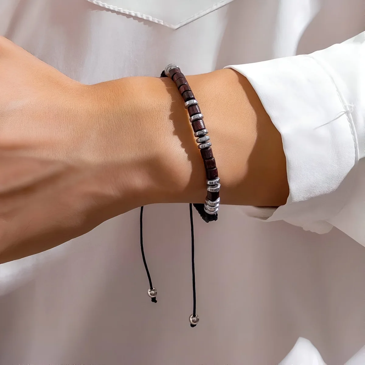 Bracelets en perles de bois pour homme, prestance distinguée, modèle Eddie – Image 4