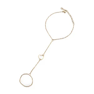 Bijou de main à cœur central, en acier inoxydable, pour femme, modèle Dona