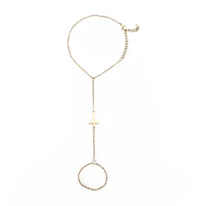 Bijou de main croix chrétienne, en acier inoxydable, pour femme, modèle Loka