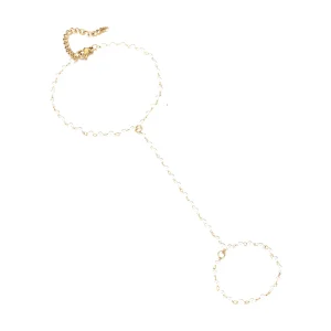 Bijou de main perlé, en acier inoxydable, pour femme, modèle Omnia