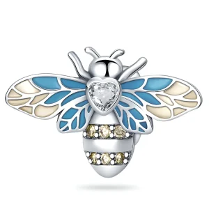 Charm abeille ornée d'un coeur, pour femme, modèle Jocosa