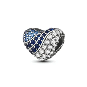 Charm coeur bleu serti de zirconium, pour femme, modèle Drusilla
