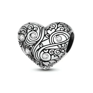 Charm coeur gravé, pour femme, modèle Leontine