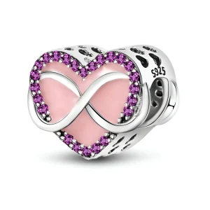 Charm coeur rose infini, pour femme, modèle Meliora