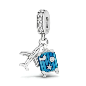 Charm pendant avion et valise, pour femme, modèle Serilda