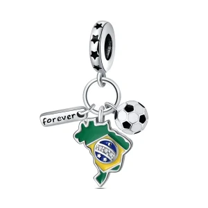 Charm pendant brésil et ballon de foot, pour femme, modèle Marta