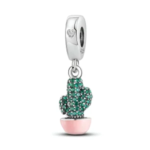 Charm pendant cactus à strass, pour femme, modèle Damara