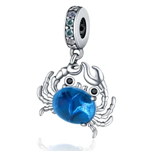 Charm pendant crabe bleu, pour femme, modèle Peronel