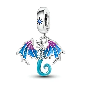 Charm pendant dragon bleu, pour femme, modèle Carlotta