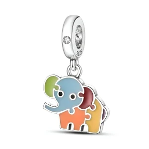 Charm pendant éléphant puzzle, pour femme, modèle Sophronia