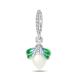 Charm pendant en argent, luciole translucide, pour femme, modèle Luciole