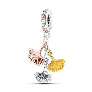 Charm pendant feuilles de Ginkgo, pour femme, modèle Ismène