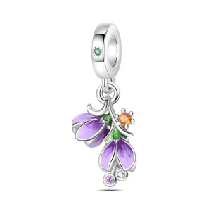 Charm pendant fleurs de violette, pour femme, modèle Morag