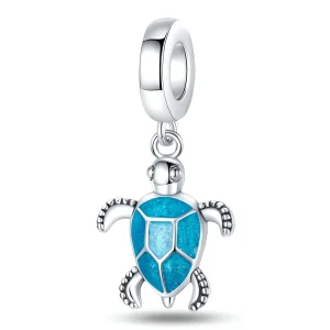 Charm pendant, tortue bleu, pour femme, modèle Dorine
