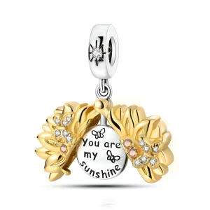 Charm pendant tournesol ouvert, pour femme, modèle Kyria