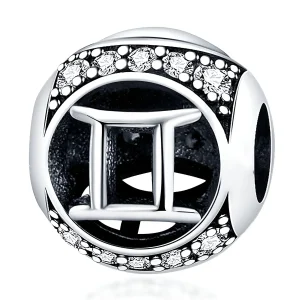 Charm rond, signe du zodiaque gémeaux, pour femme, modèle Mianne