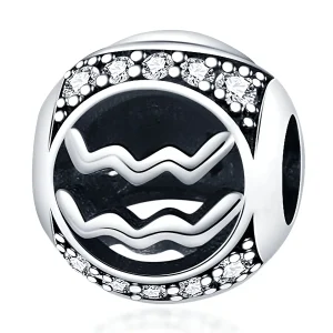 Charm rond, signe du zodiaque verseau, pour femme, modèle Naya