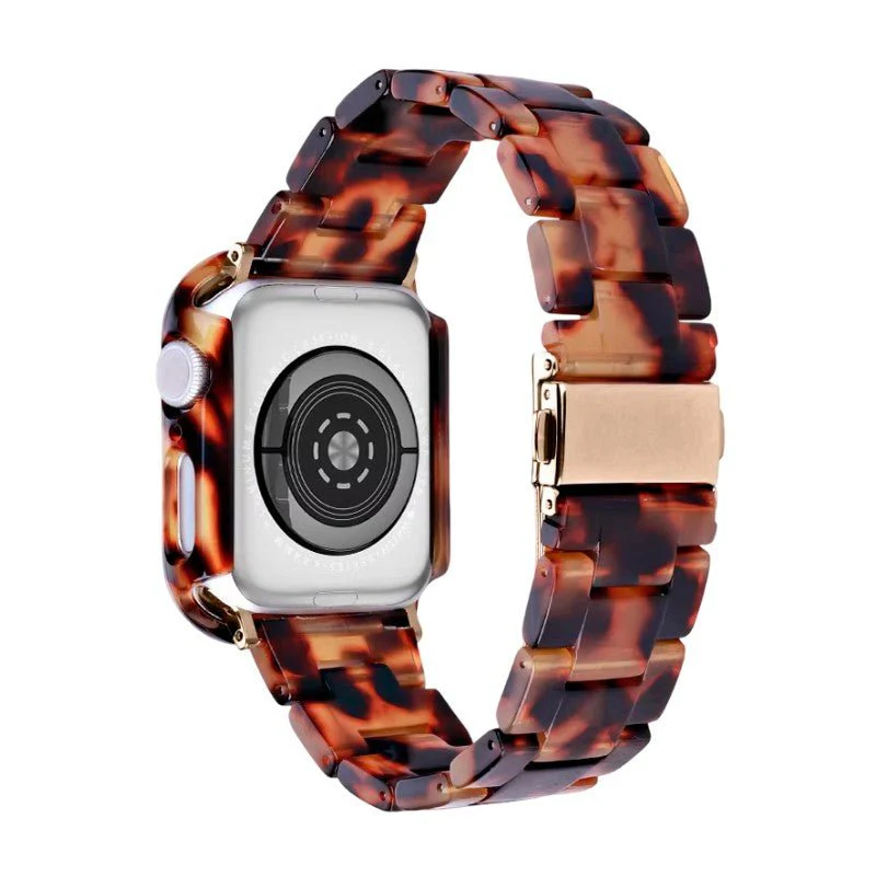 Coque intégrale avec bracelet pour Apple Watch, à maillons en résine effet léopard, style affirmé et moderne, modèle Kidine – Image 8