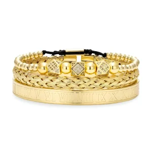 Trio de bracelets en acier inoxydable, pour homme, modèle Anselmo